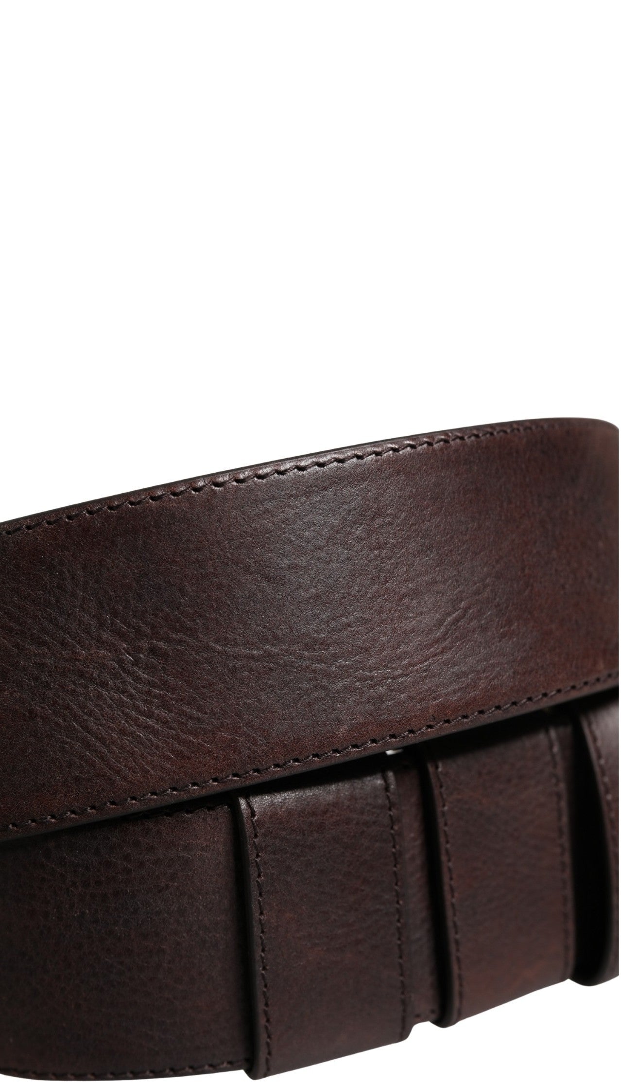 Men Brown Calfskin Leather Metal Buckle Belt