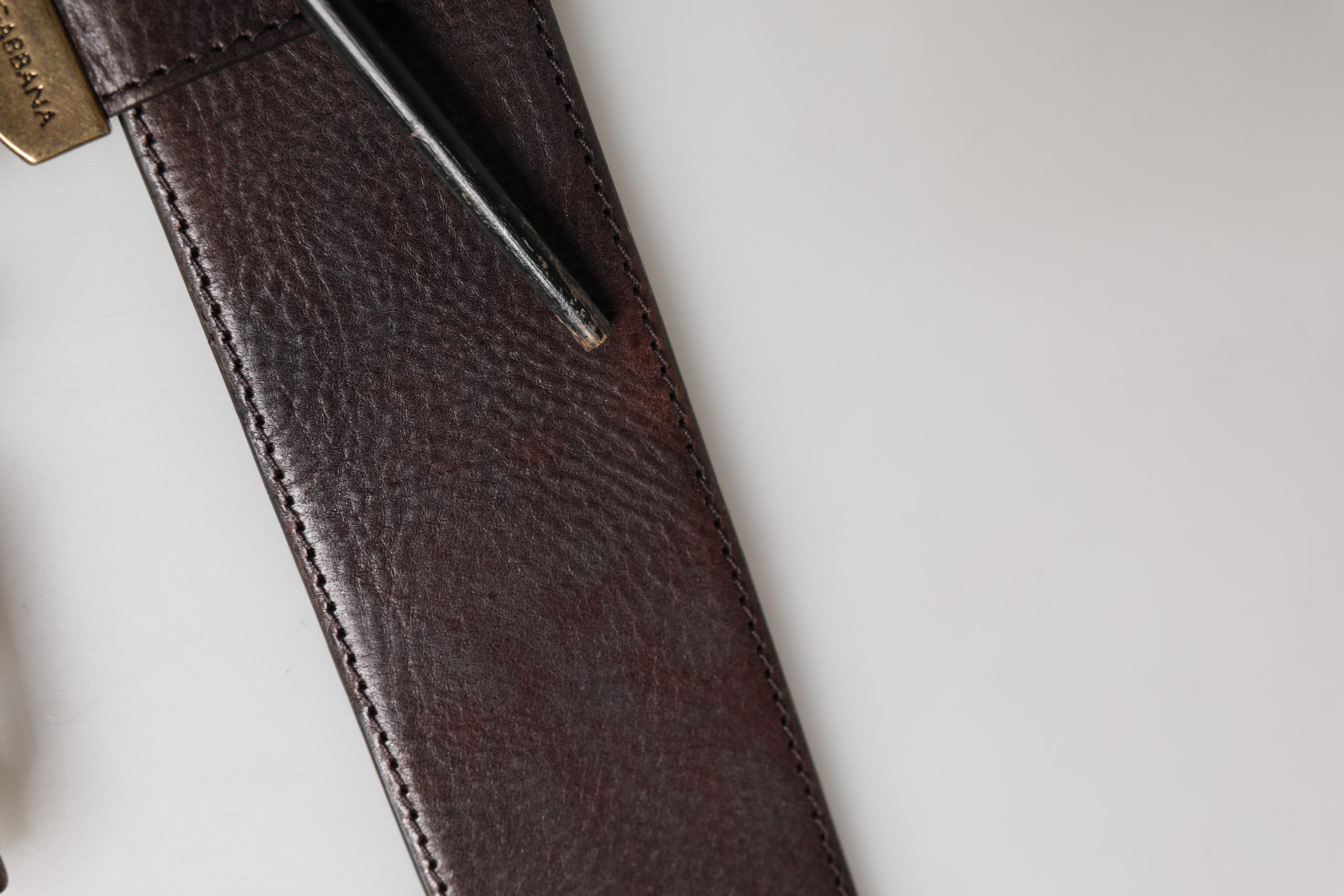 Men Brown Calfskin Leather Metal Buckle Belt