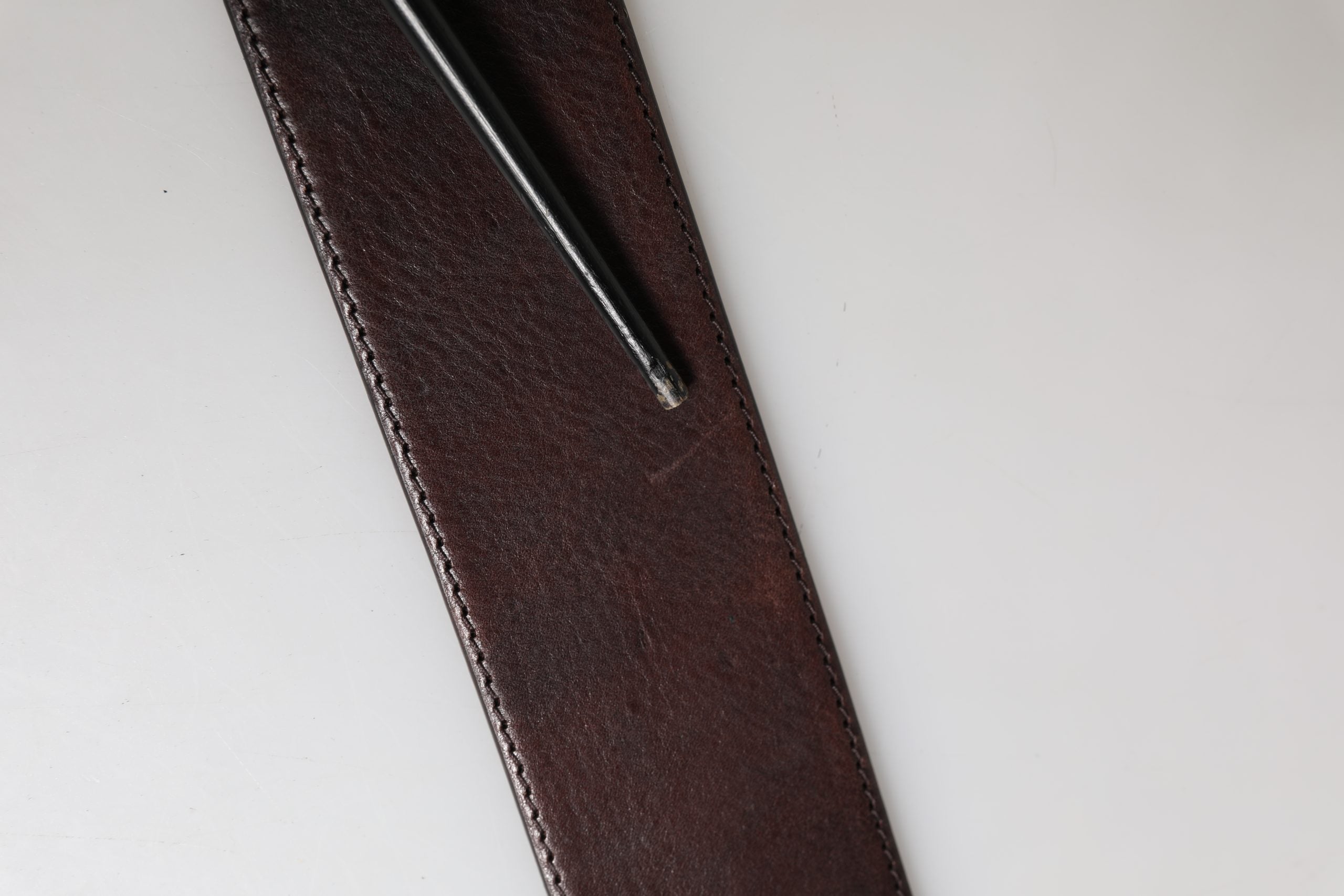 Men Brown Calfskin Leather Metal Buckle Belt