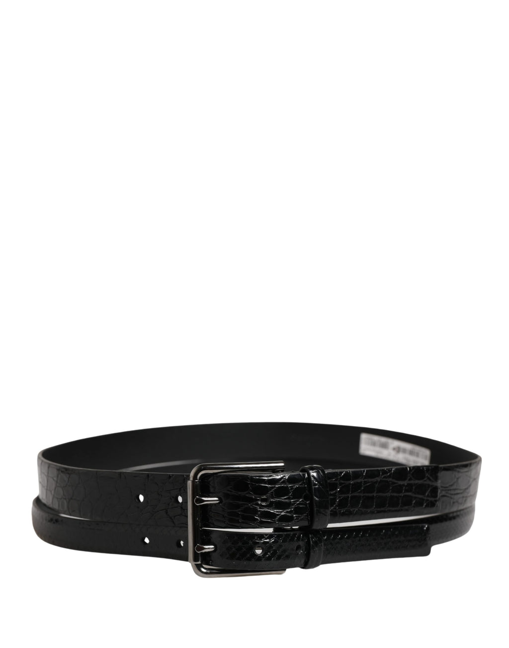 Men Black Exotic Leather Double Strap Belt