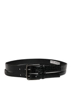 Men Black Exotic Leather Double Strap Belt