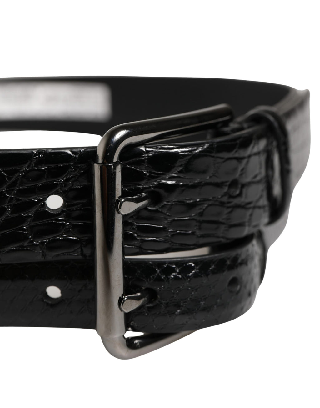 Men Black Exotic Leather Double Strap Belt