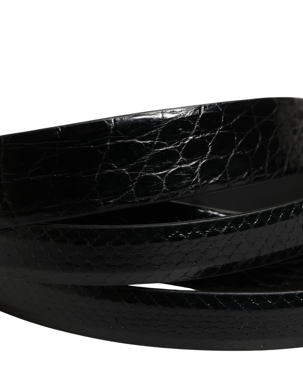 Men Black Exotic Leather Double Strap Belt