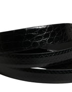 Men Black Exotic Leather Double Strap Belt