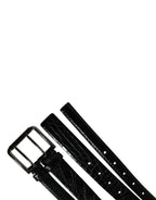 Men Black Exotic Leather Double Strap Belt