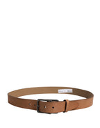 Men Brown Leather Classic Metal Buckle Belt
