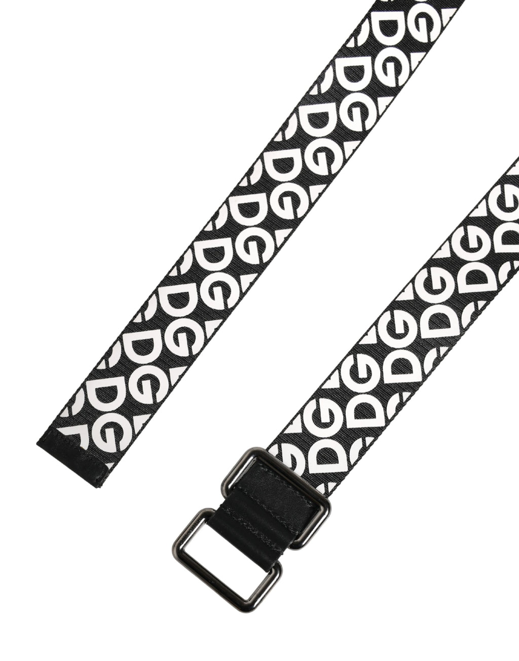 White Black Logo Leather Metal Buckle Belt