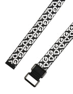 White Black Logo Leather Metal Buckle Belt