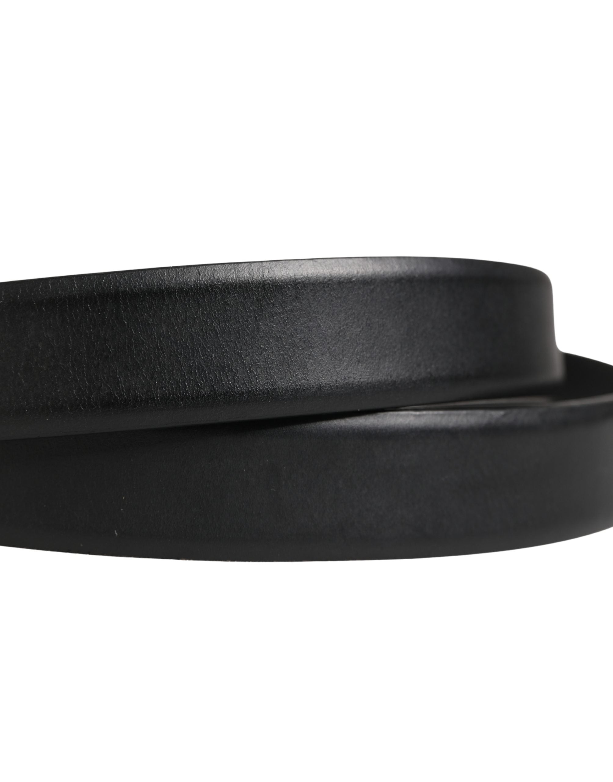 Men Black Classic Leather Metal Buckle Belt