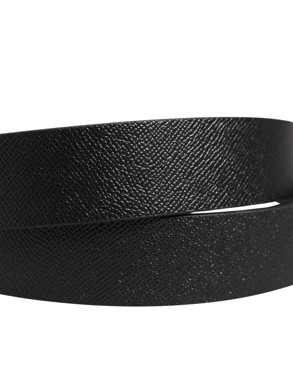 Black Classic Leather Logo Metal Buckle Belt