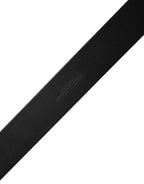 Black Classic Leather Logo Metal Buckle Belt