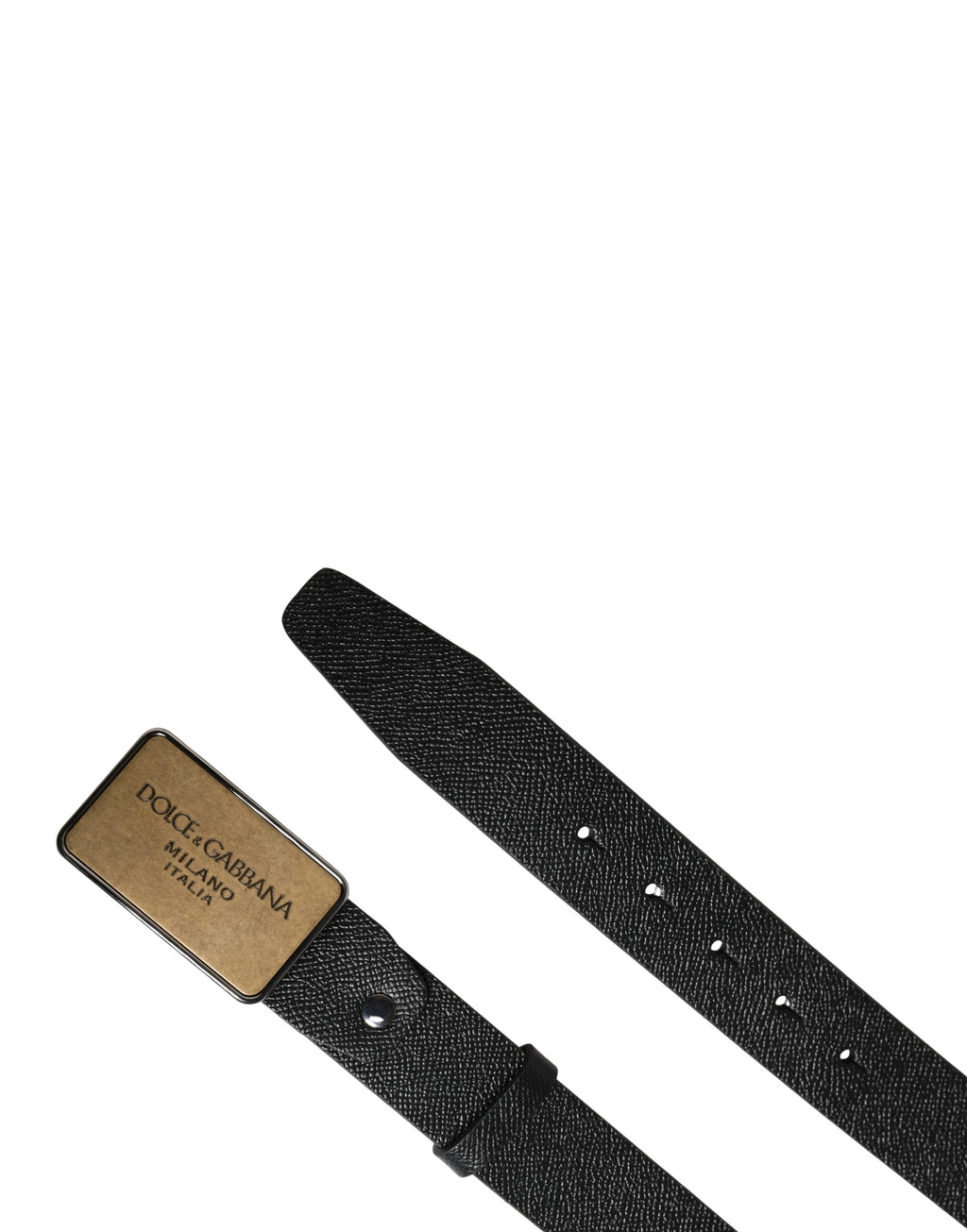 Black Classic Leather Logo Metal Buckle Belt