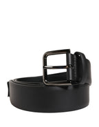 Men Black Classic Leather Metal Buckle Belt