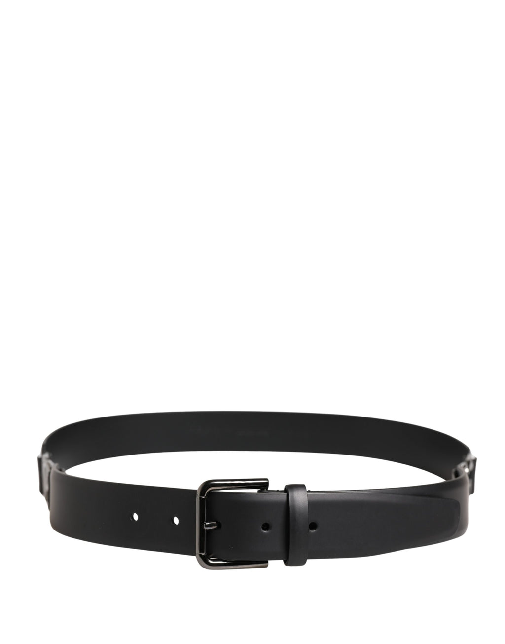 Men Black Classic Leather Metal Buckle Belt