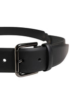 Men Black Classic Leather Metal Buckle Belt