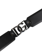Men Black Classic Leather Metal Buckle Belt