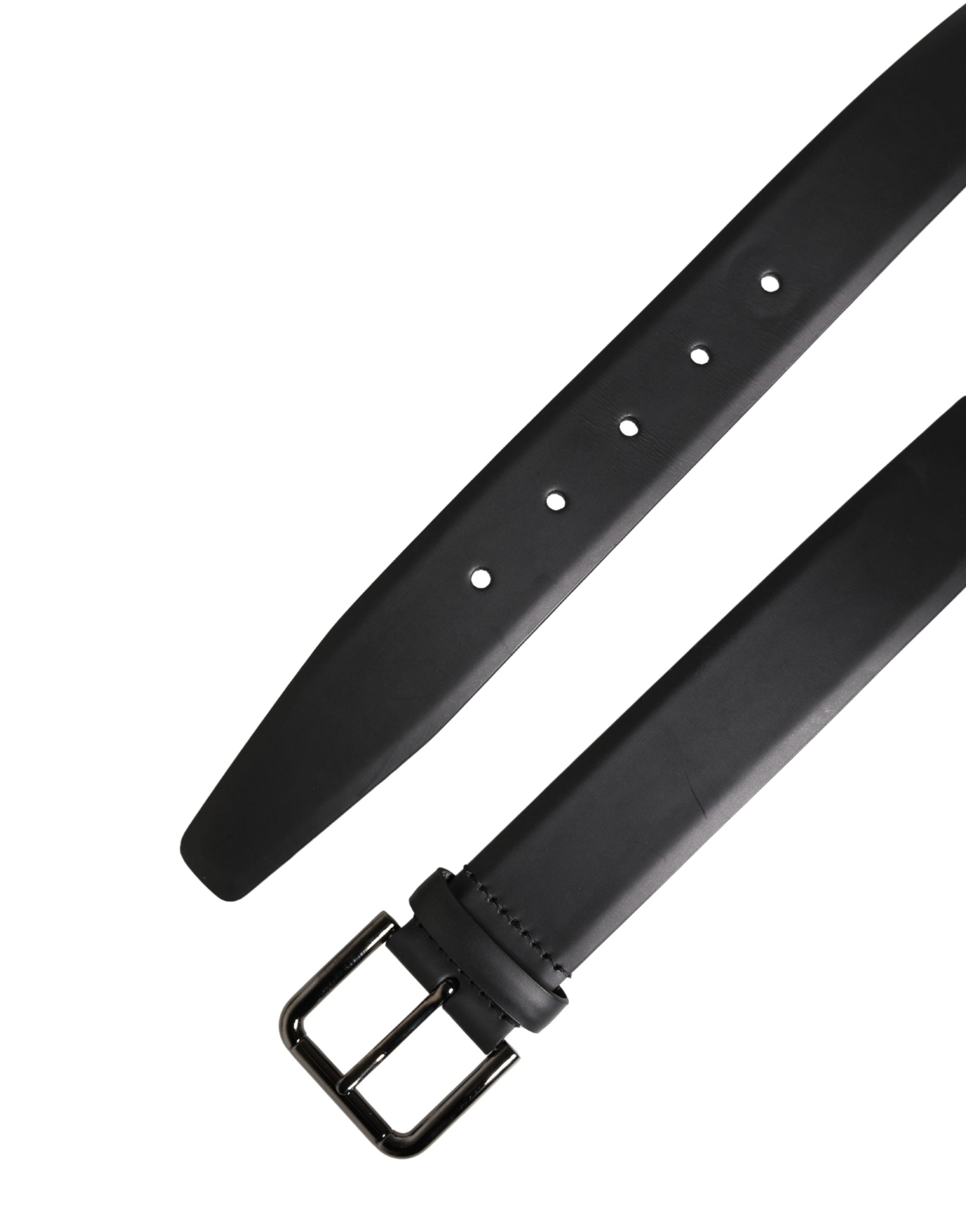 Men Black Classic Leather Metal Buckle Belt