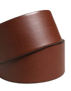 Brown Leather Wide Waist Metal Round Belt