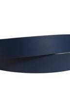 Blue Calf Leather Logo Metal Buckle Belt