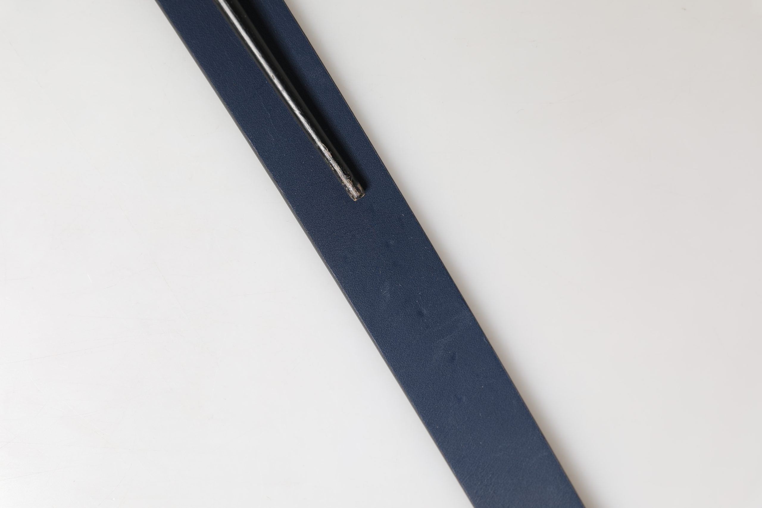 Blue Calf Leather Logo Metal Buckle Belt