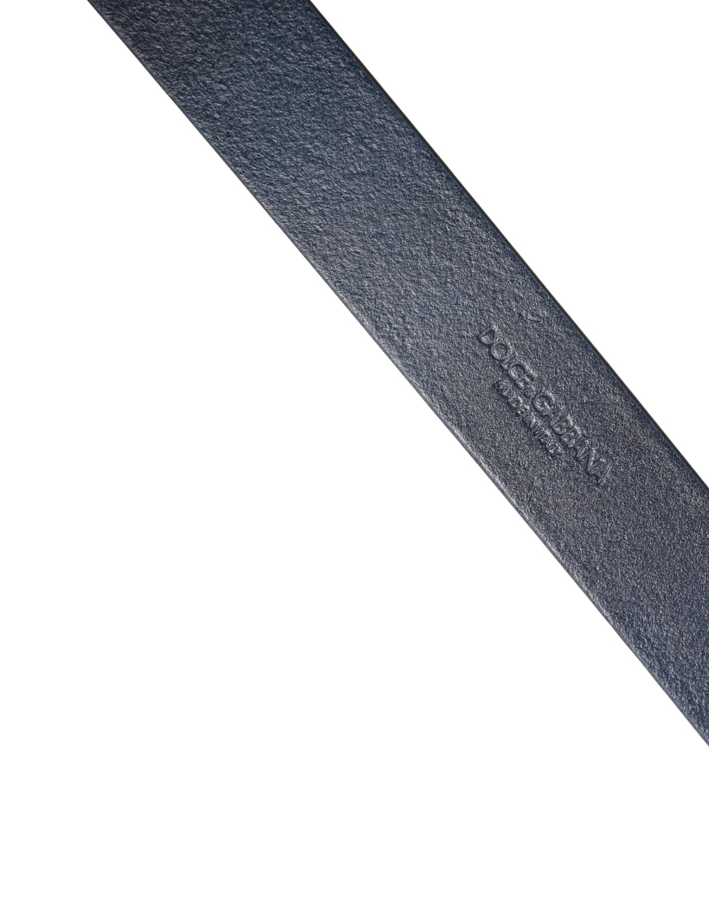 Men Blue Calf Leather Logo Metal Buckle Belt