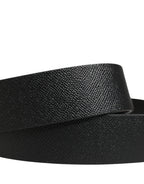 Men Black Leather DG Logo Metal Buckle Belt