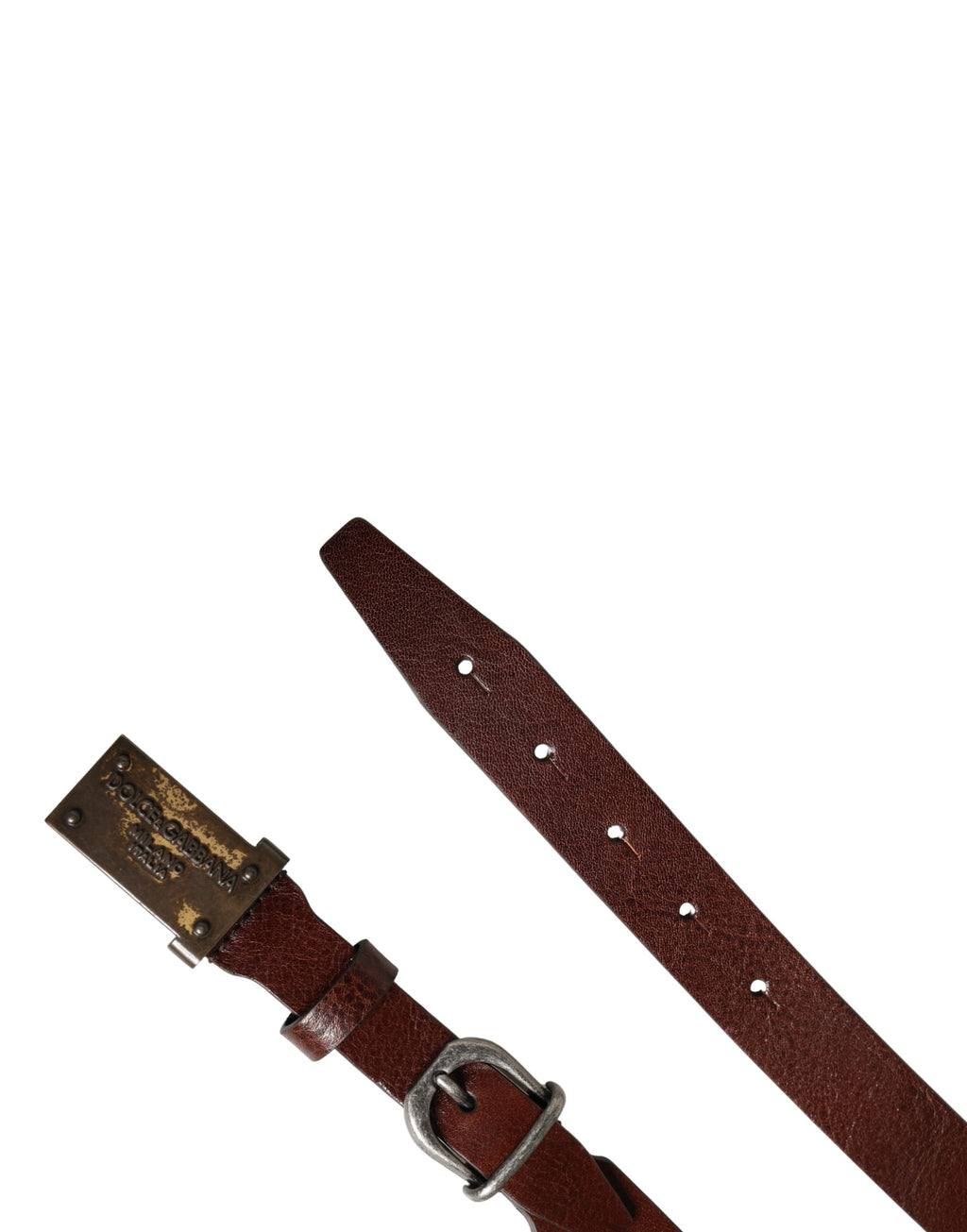 Men Brown Classic Leather Logo Buckle Belt