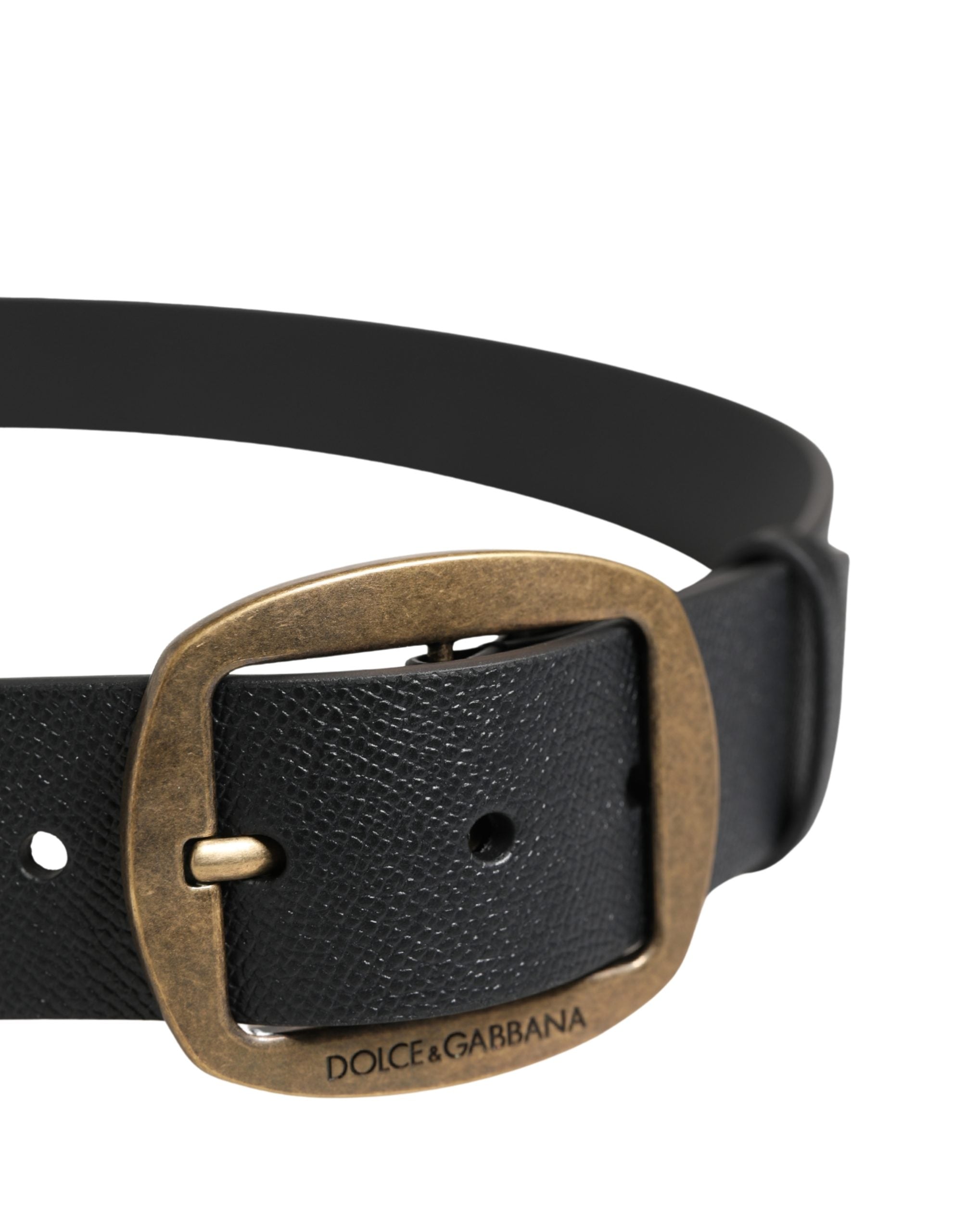 Men Black Classic Leather Metal Buckle Belt