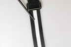 Men Black White Nylon Logo Metal Buckle Belt