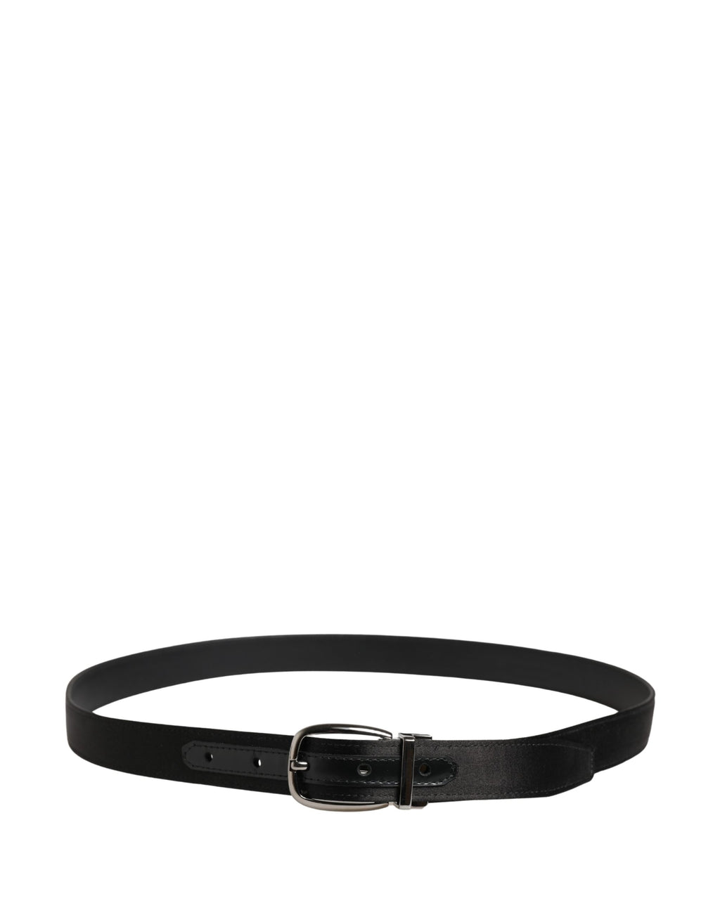 Men Black Classic Leather Metal Buckle Belt