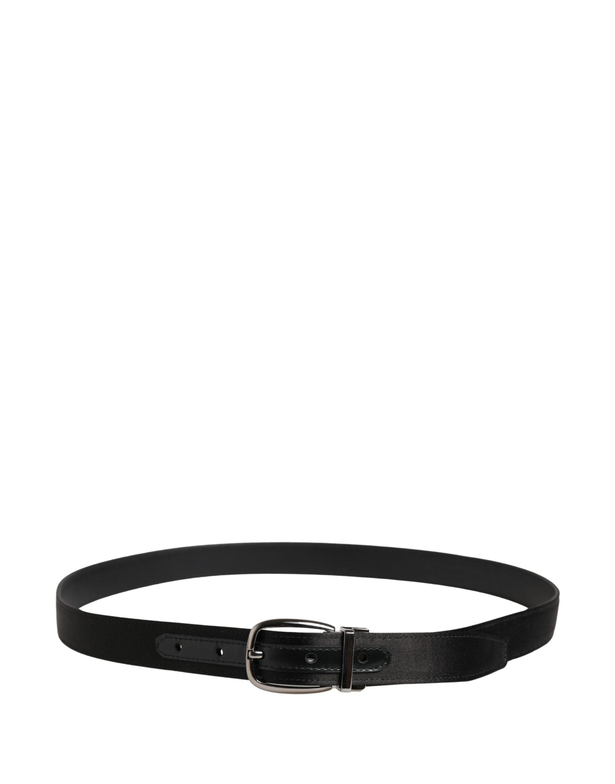 Men Black Classic Leather Metal Buckle Belt