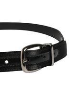 Men Black Classic Leather Metal Buckle Belt