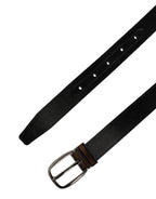 Men Black Classic Leather Metal Buckle Belt
