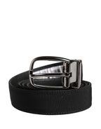 Men Black Viscose Silver Metal Buckle Belt