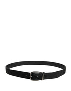 Men Black Viscose Silver Metal Buckle Belt