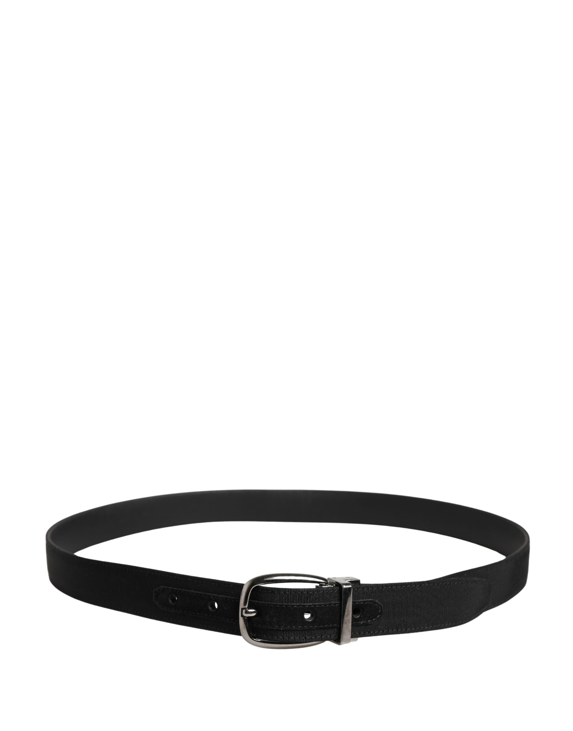Men Black Viscose Silver Metal Buckle Belt