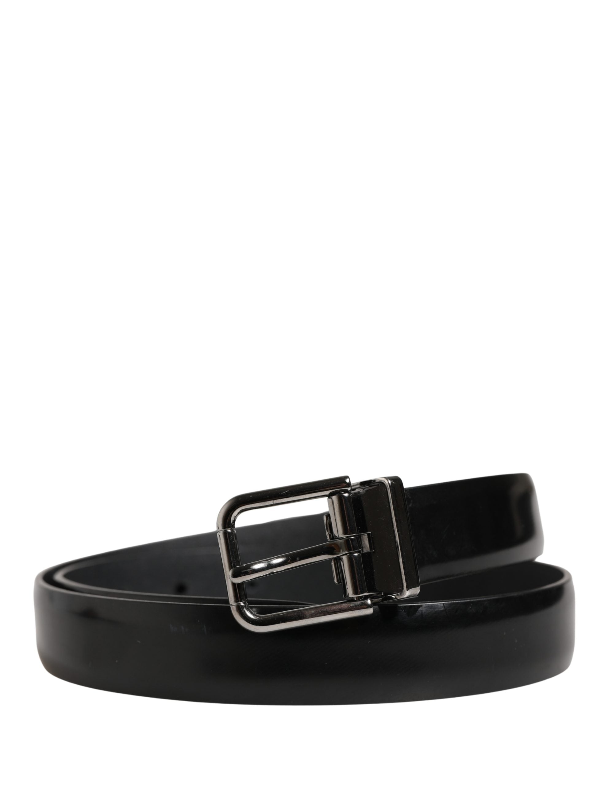 Men Black Leather Classic Metal Buckle Belt