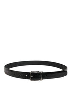 Men Black Leather Classic Metal Buckle Belt