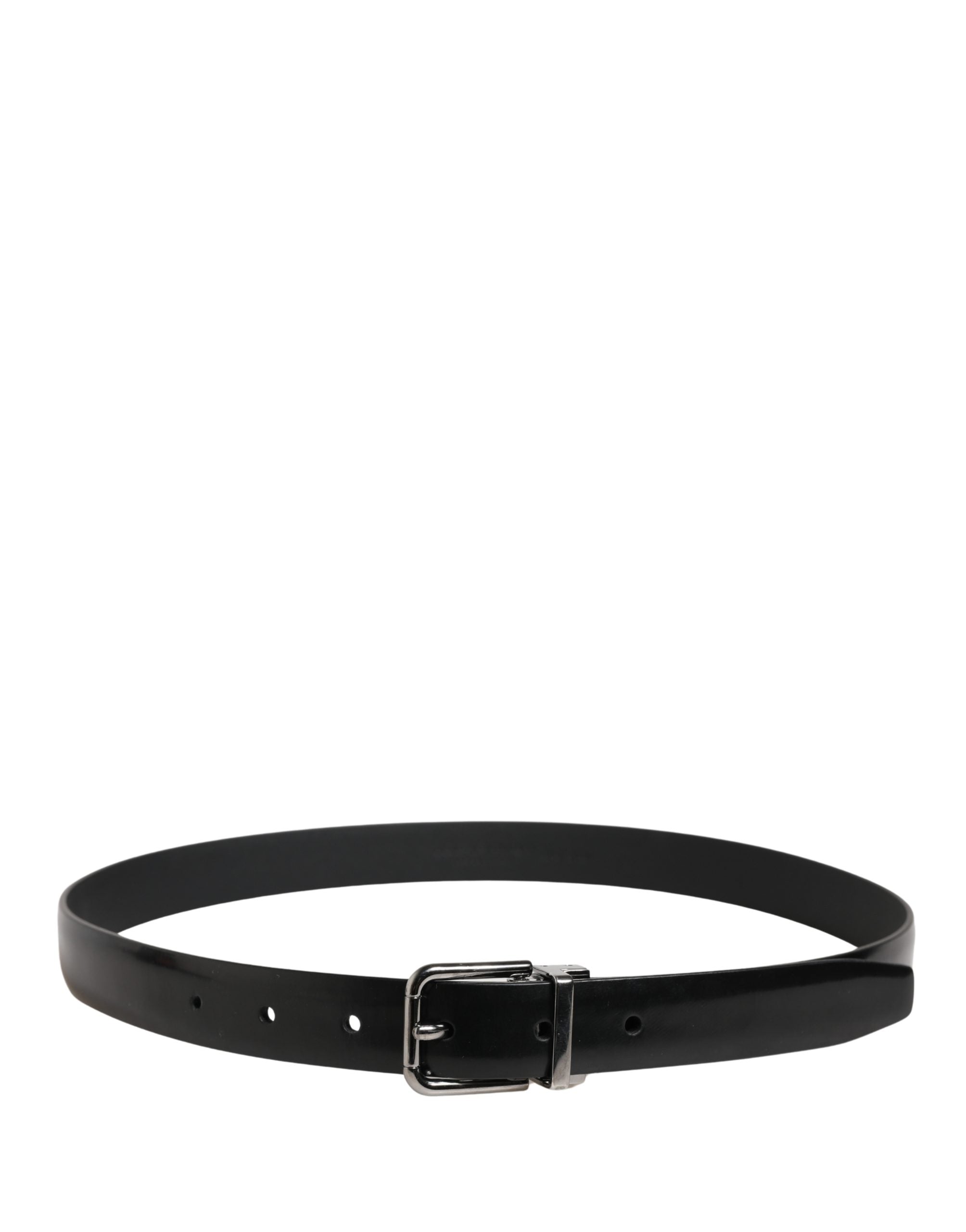 Men Black Leather Classic Metal Buckle Belt