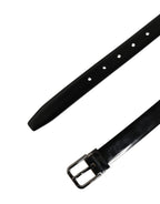 Men Black Leather Classic Metal Buckle Belt