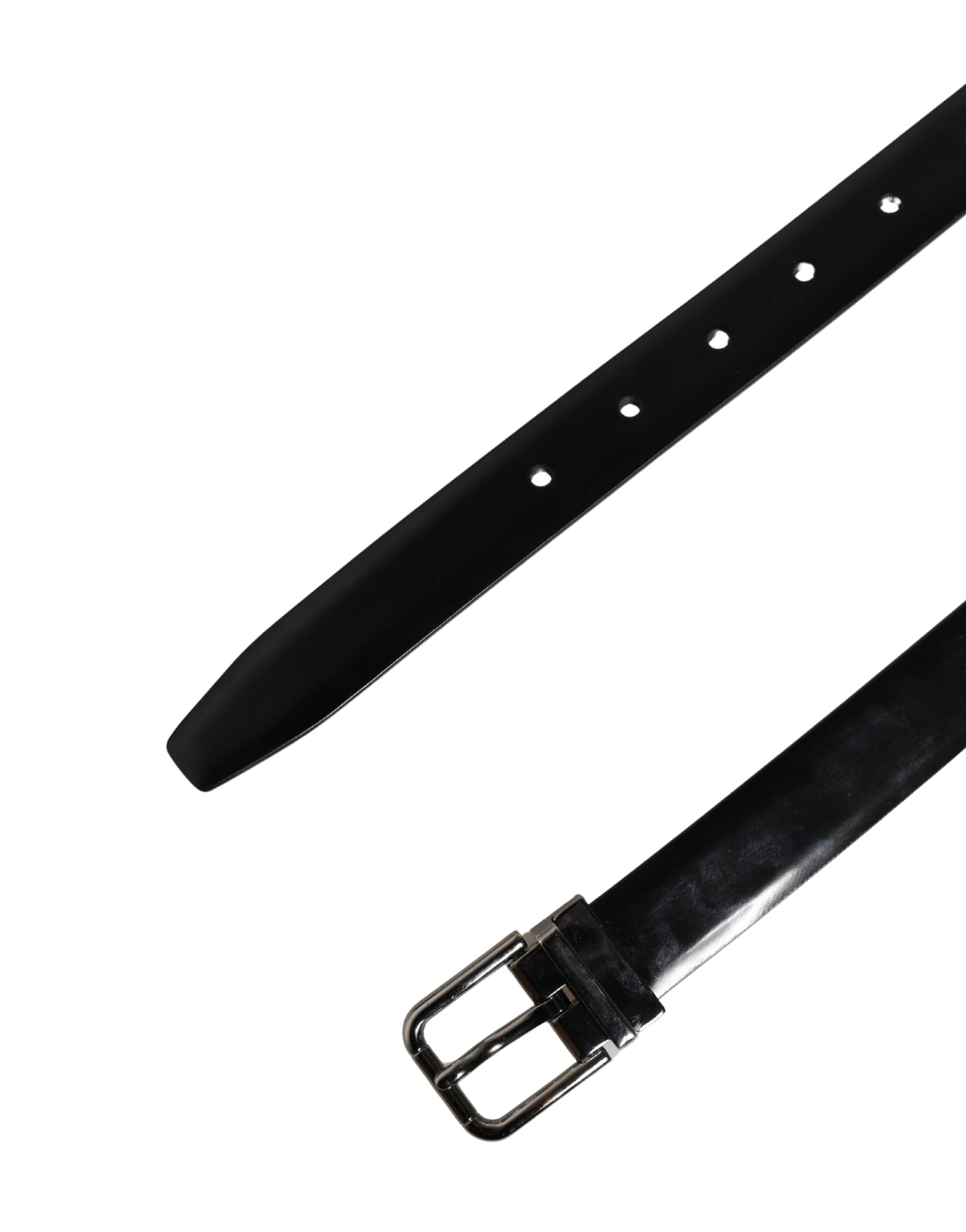 Men Black Leather Classic Metal Buckle Belt