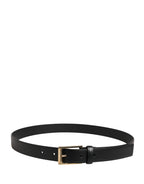 Men Black Classic Leather Metal Buckle Belt