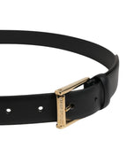Men Black Classic Leather Metal Buckle Belt