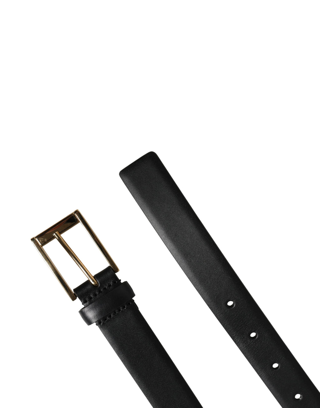 Men Black Classic Leather Metal Buckle Belt