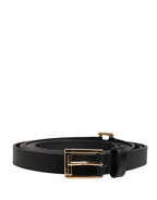 Belt Men Black Leather Classic Metal Buckle