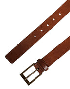 Men Brown Leather Classic Metal Buckle Belt