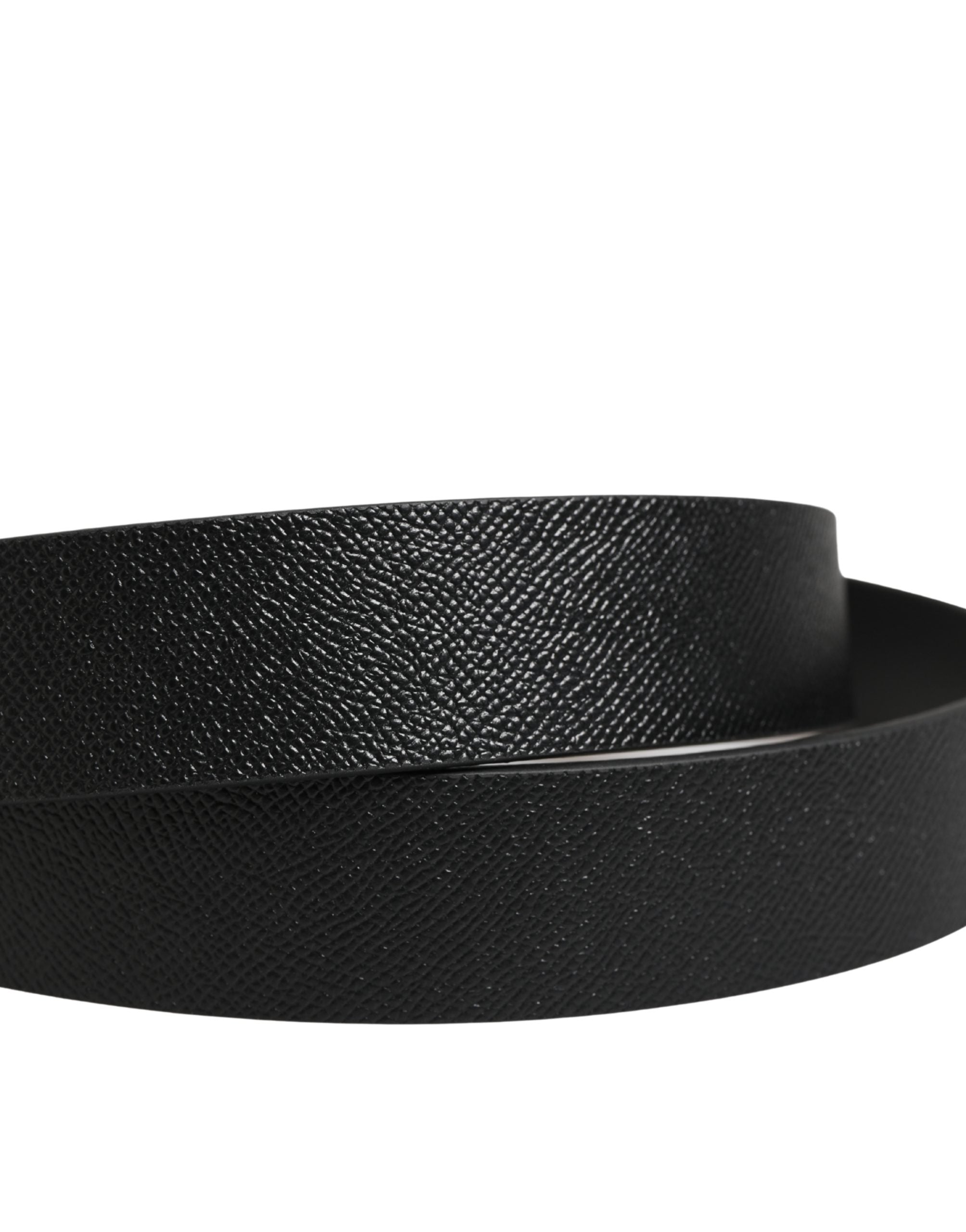Black Classic Calf Leather Metal Buckle Belt