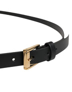 Men Black Leather Classic Metal Buckle Belt