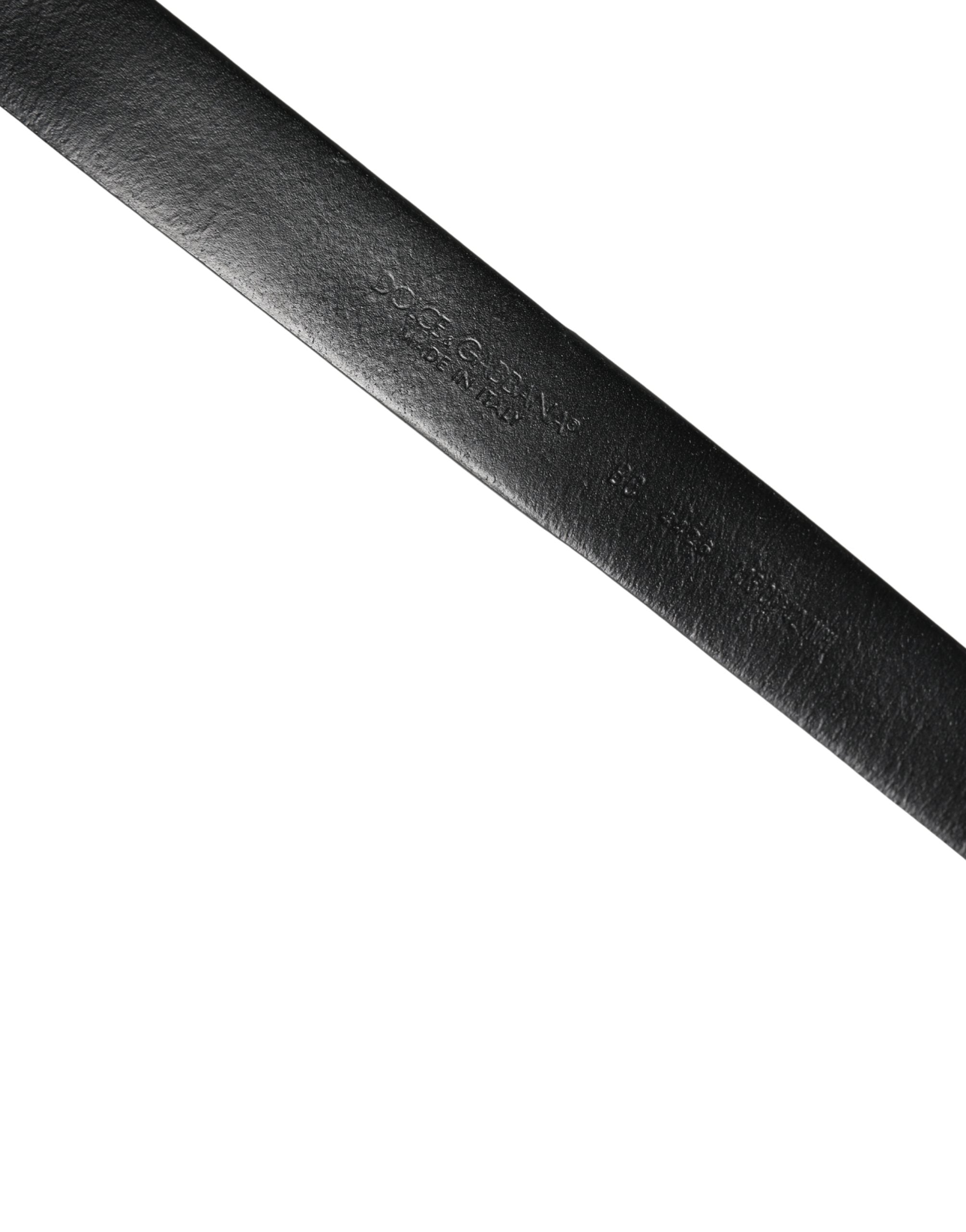 Men Black Calf Embellished Metal Buckle Belt