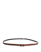 Men Brown Leather Classic Metal Buckle Belt